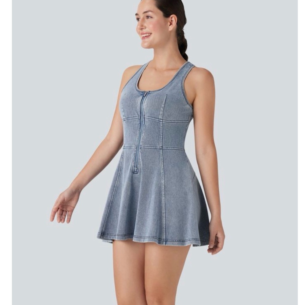 HALARA Racerback Sleeveless Blue Denim Dress Small NWT